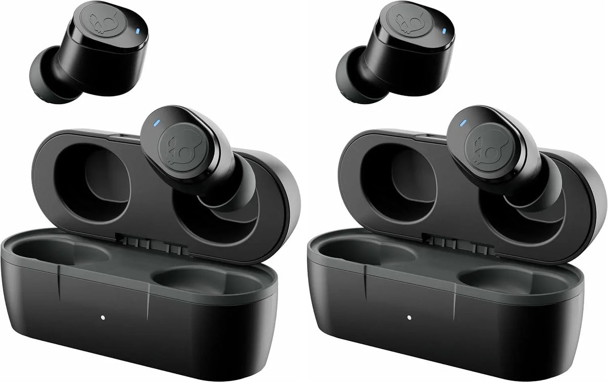 Skullcandy Jib True 2 Wireless Earbuds,Bluetooth Headphones,Up to 33 Hours Battery with Charging Case,Noise Isolating Fit,Sweat and Water Resistant,Microphone for iPhone Android-True Black,(Pack of 2)