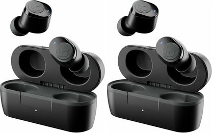 Skullcandy Jib True 2 Wireless Earbuds,Bluetooth Headphones,Up to 33 Hours Battery with Charging Case,Noise Isolating Fit,Sweat and Water Resistant,Microphone for iPhone Android-True Black,(Pack of 2)