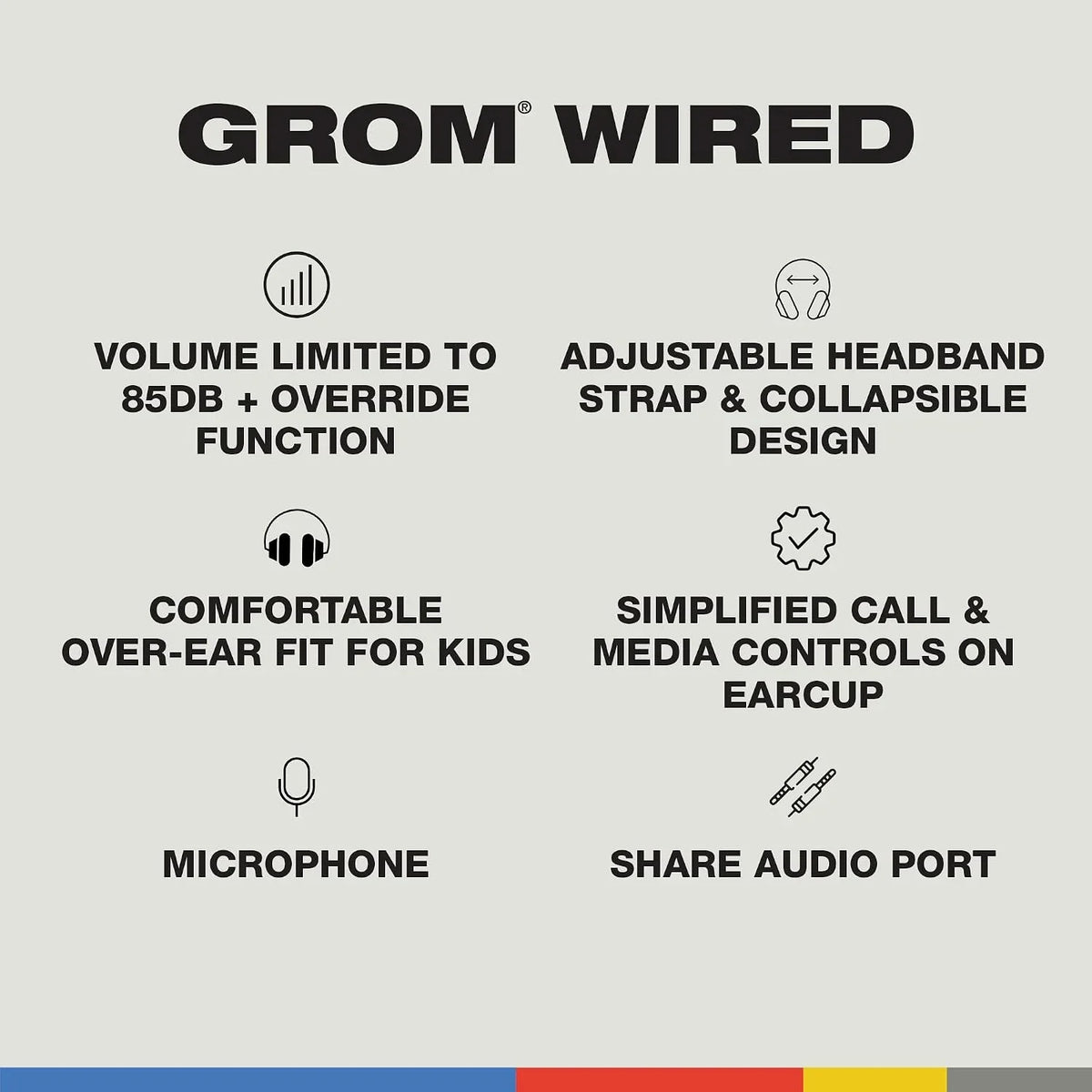 Skullcandy Grom Wired Over-Ear Volume-Limiting Audio Headphones - Surf Blue