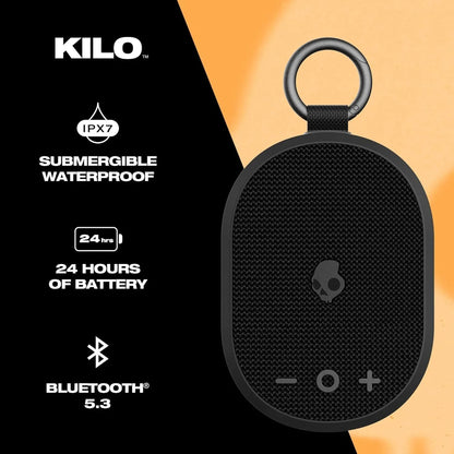 Skullcandy XT Wireless Bluetooth Speaker - IPX7 Waterproof Portable Speaker with Dual Custom Passive Radiators, Nylon Wrist Wrap, & True Wireless Stereo (Kilo XT, Black)
