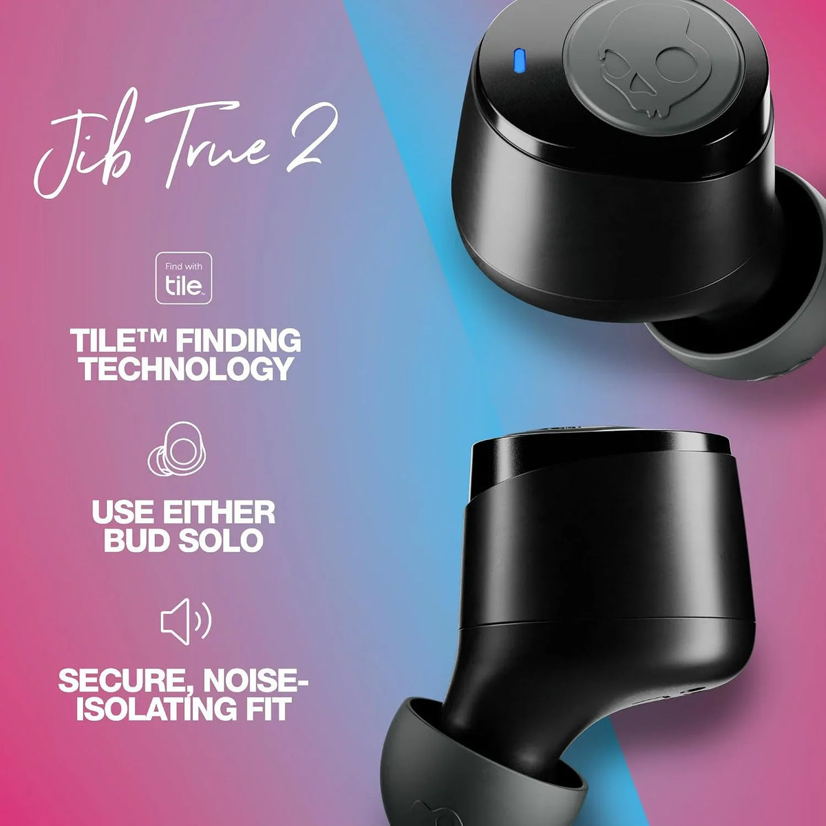 Skullcandy Jib True 2 Wireless In-Ear Bluetooth Earbuds - True Black