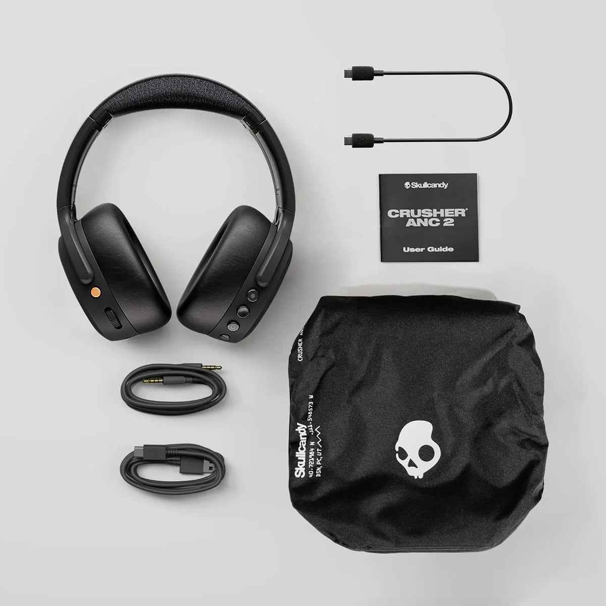 Skullcandy Crusher ANC 2 Wireless Over-Ear Bluetooth Headphones with Extra USB-C Charging Cable, Multi-Sensory Bass, Active Noise Cancelling, 60 Hours Battery, Microphone iPhone Android - Bone