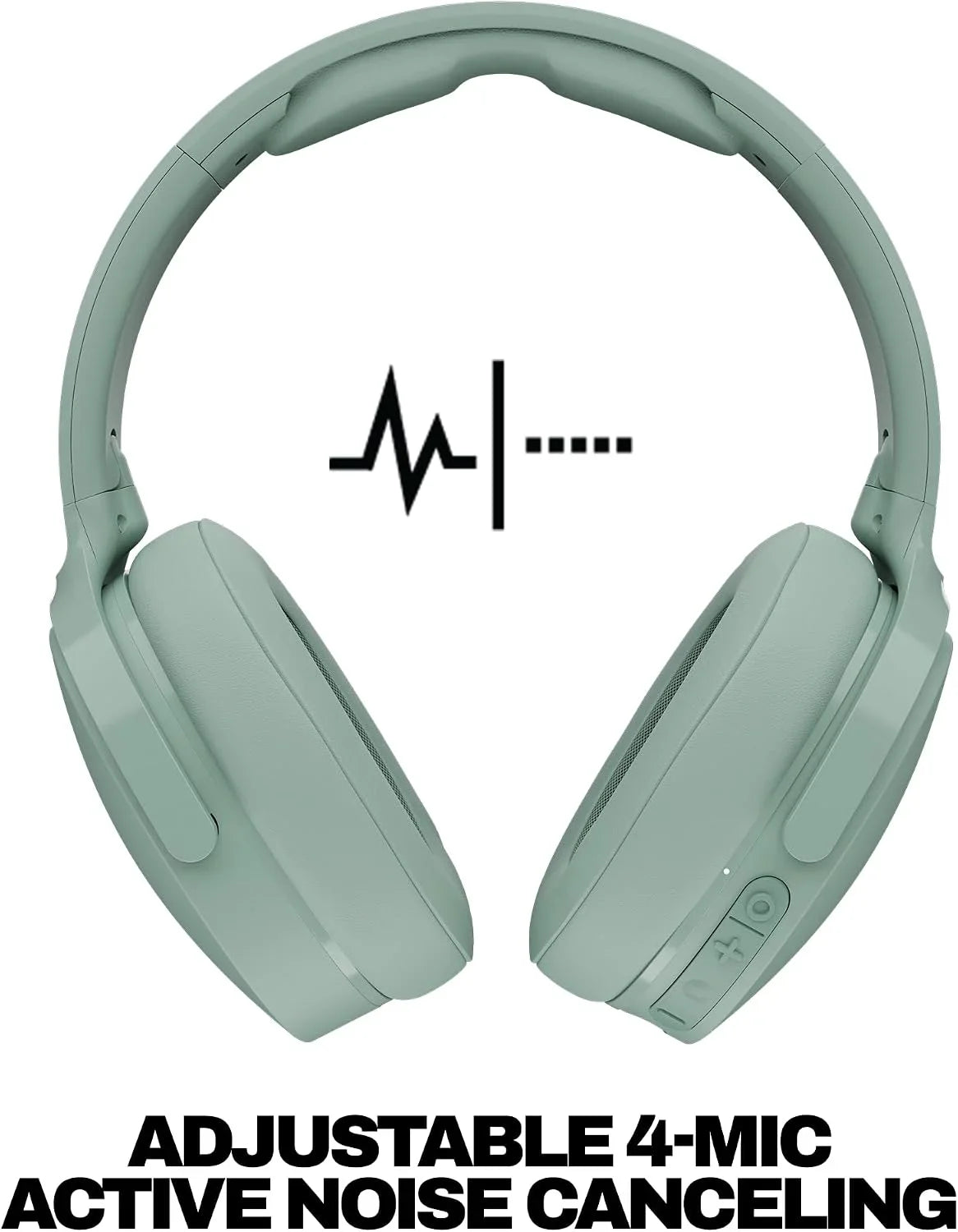 Skullcandy Hesh ANC Wireless Over-Ear Bluetooth Headphones with Extra USB-C Charging Cable, Active Noise Canceling, 22 Hrs Battery, Foldable Lightweight Design, Microphone iPhone Android - Preppy Sage