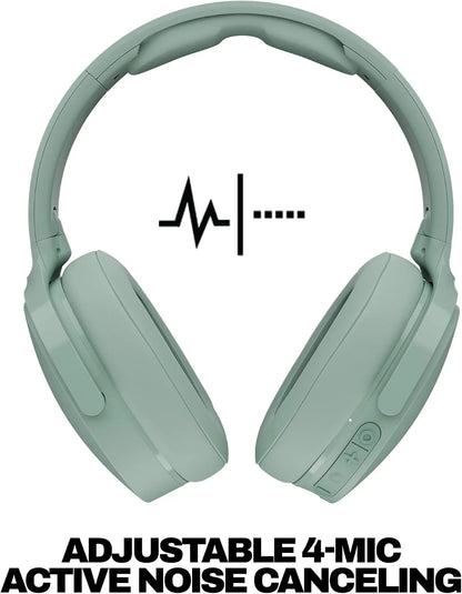 Skullcandy Hesh ANC Wireless Over-Ear Bluetooth Headphones with Extra USB-C Charging Cable, Active Noise Canceling, 22 Hrs Battery, Foldable Lightweight Design, Microphone iPhone Android - Preppy Sage