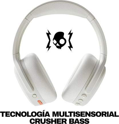 Skullcandy Crusher ANC 2 Wireless Over-Ear Bluetooth Headphones with Extra USB-C Charging Cable, Multi-Sensory Bass, Active Noise Cancelling, 60 Hours Battery, Microphone iPhone Android - Bone
