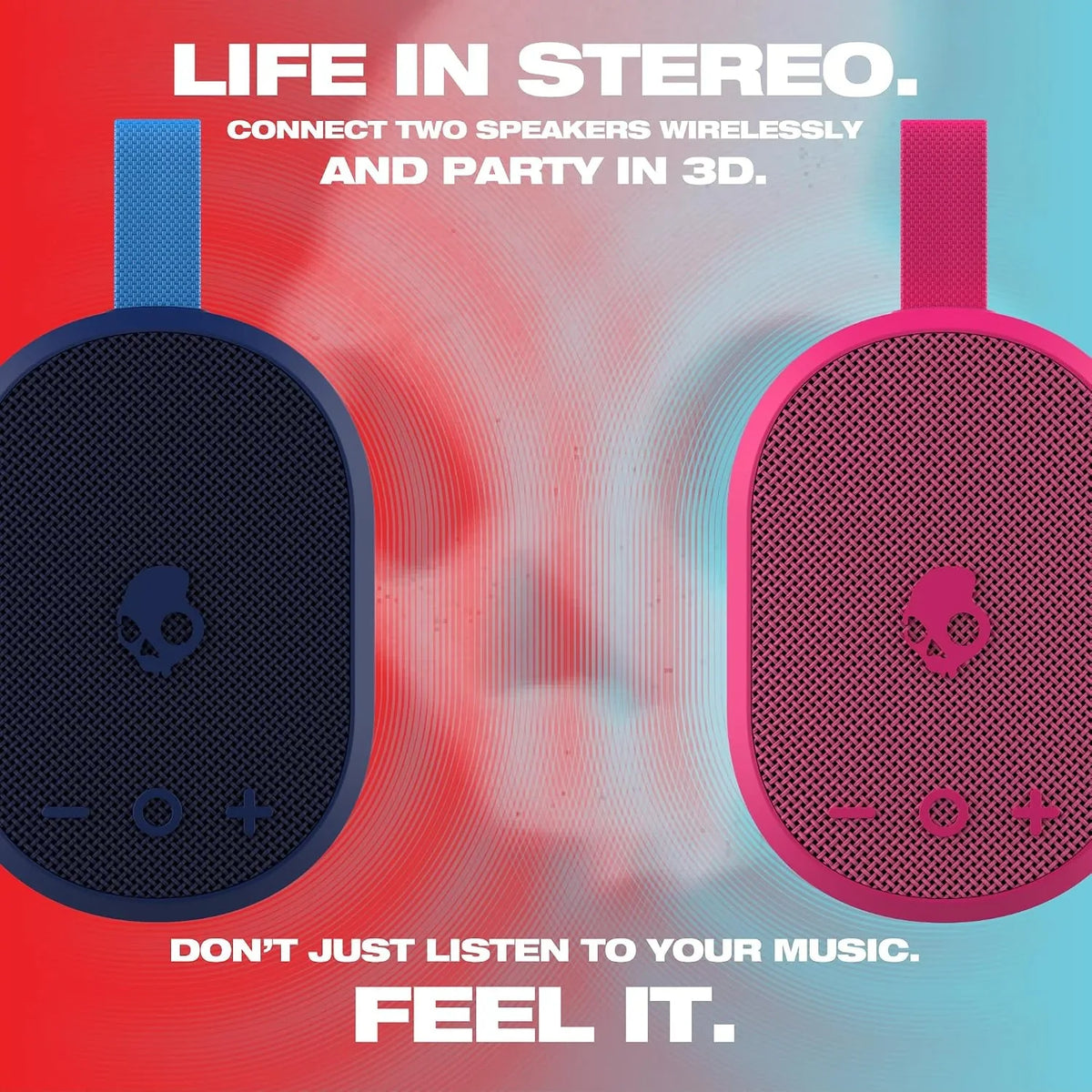 Skullcandy Ounce+ Wireless Bluetooth Speaker - IPX7 Waterproof Mini Portable Speaker with 16 Hour Battery, True Wireless Stereo, and Ballistic Nylon Carry Strap (Navy)