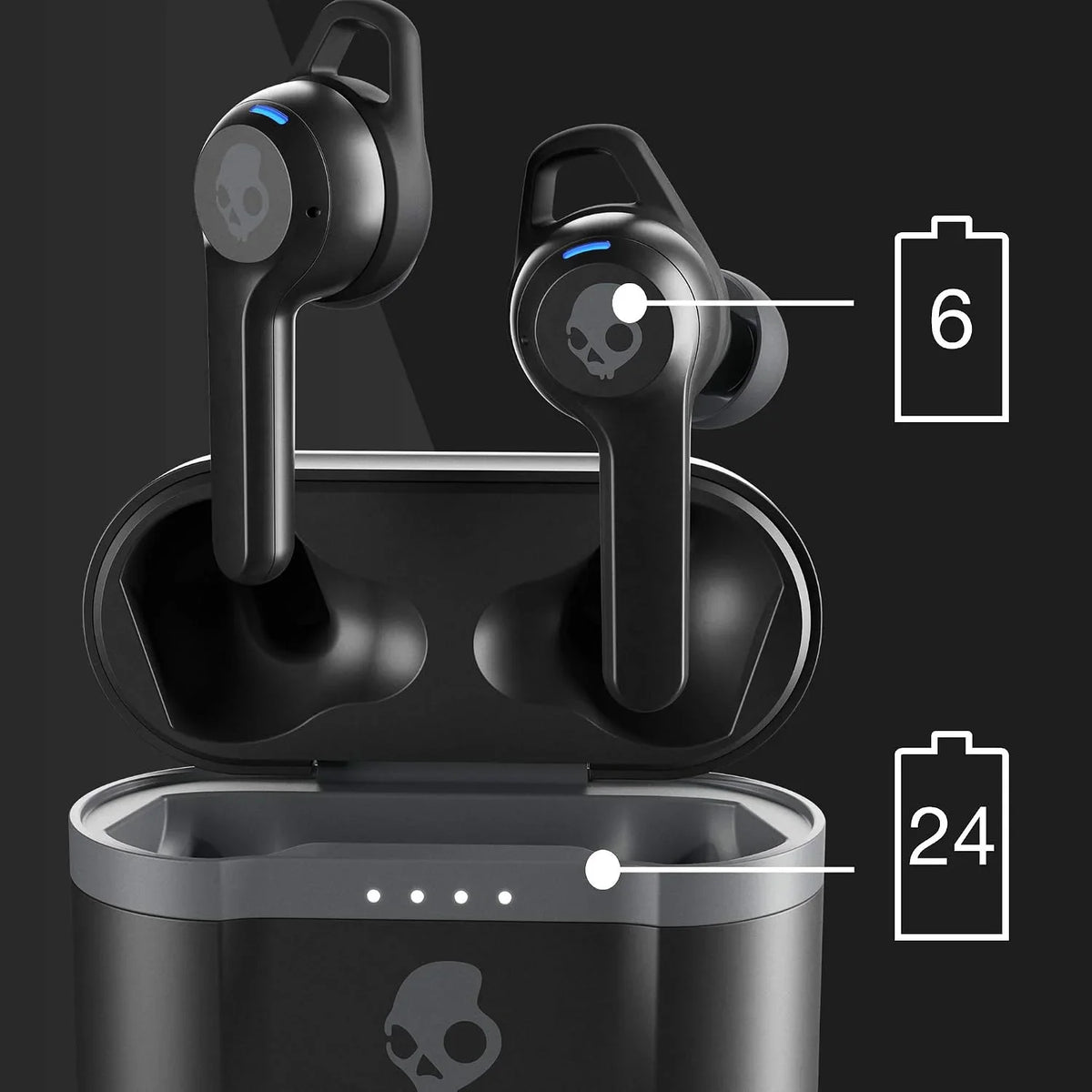 Skullcandy Indy Evo in-Ear Wireless Earbuds, 30 Hr Battery, Microphone, Works with iPhone Android and Bluetooth Devices - Black